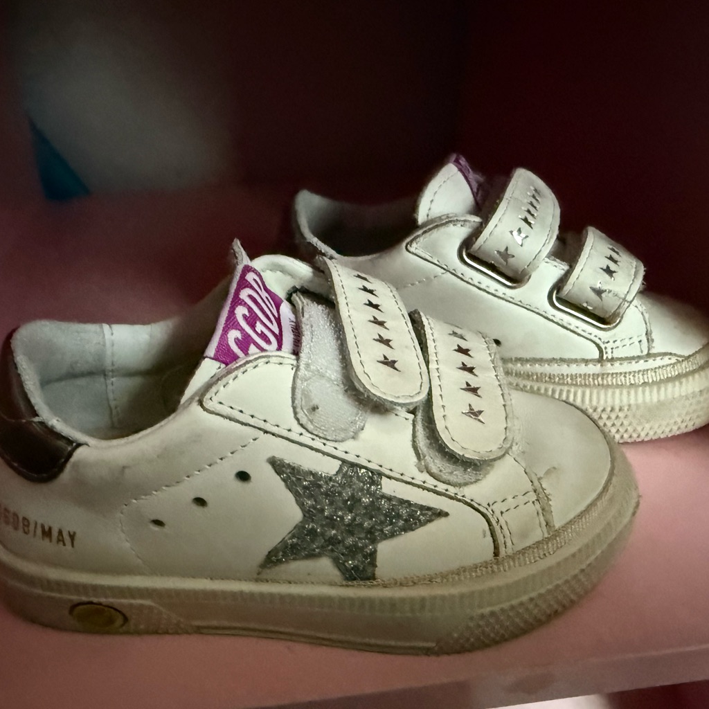 Golden Goose White And Silver Star Kids Sneakers